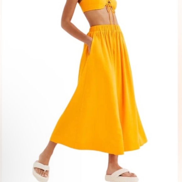 *NEW* 🍊 FOR LOVE & LEMONS CLEMENTINE MIDI POPLIN SKIRT SMALL - Picture 3 of 7